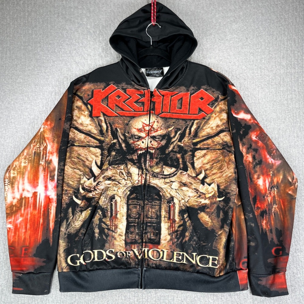 Kreator speed death metal Hoodie Mens XL Black Gods of Violence All Over Print
